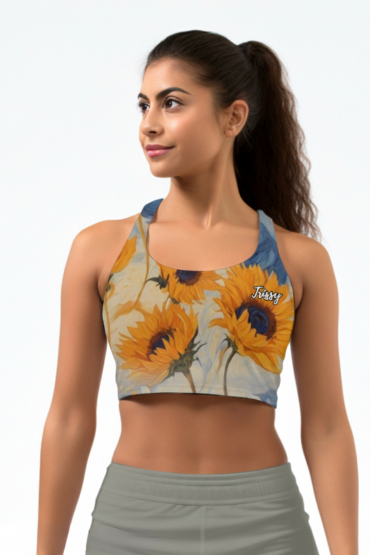 Custom Name Sunflower Sports Bra