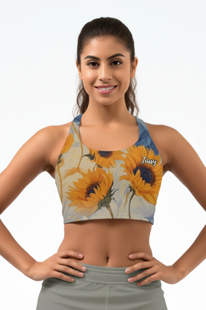 Custom Name Sunflower Sports Bra