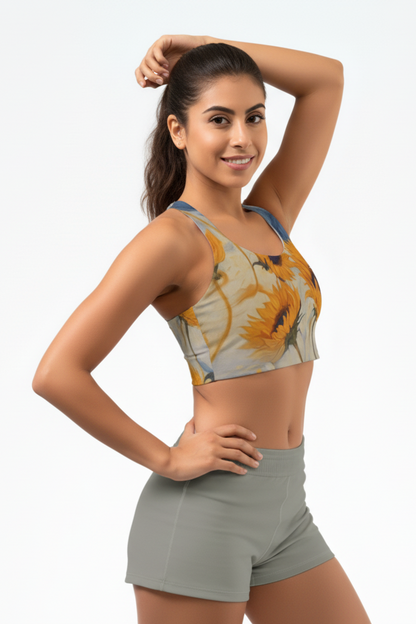 Custom Name Sunflower Sports Bra