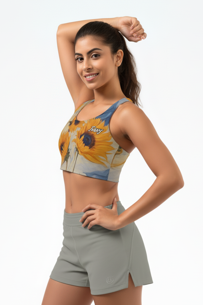 Custom Name Sunflower Sports Bra