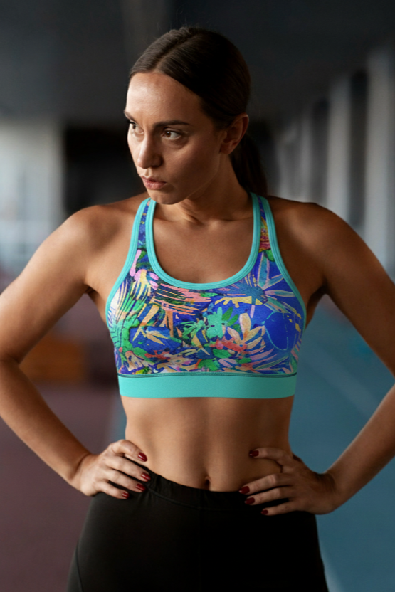 Custom Name Tropical Paradise Sports Bra